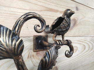 Hand Forged Wrought Iron Bird Door Handle: Rustic Branch Door Pull