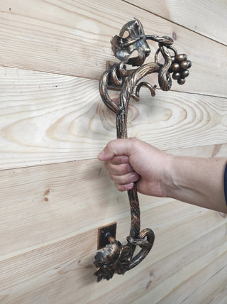 Hand Forged Wrought Iron Door Handle: Branch Design