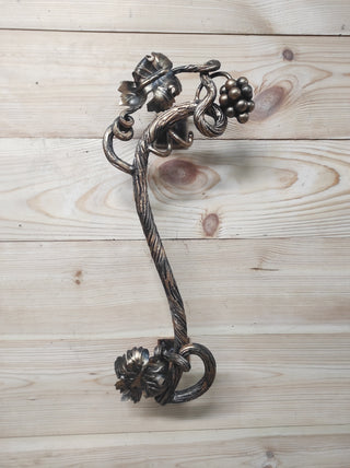Hand Forged Wrought Iron Door Handle: Branch Design