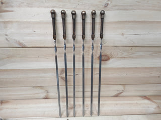Hand Forged Kebab Skewers: Grilling Tool Set of 6