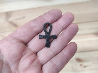 Forged Iron Amulet Cross: Handmade Jewelry