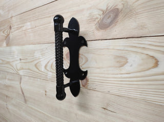 Hand Forged Iron Door Handle: Black Metal Barn Door Pull
