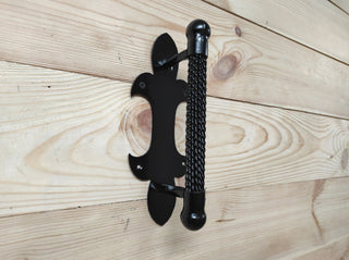 Hand Forged Iron Door Handle: Black Metal Barn Door Pull