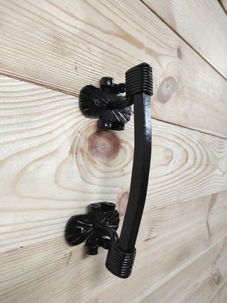 Hand Forged Iron Door Handle: Black Metal Barn Door Pull