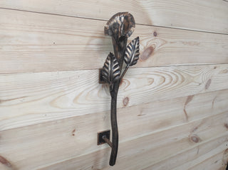 Hand Forged Wrought Iron Door Handle: Calla Lily Flower