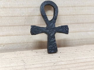Forged Iron Amulet Cross: Handmade Jewelry