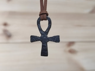 Forged Iron Amulet Cross: Handmade Jewelry
