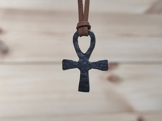 Forged Iron Amulet Cross: Handmade Jewelry