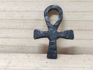 Forged Iron Amulet Cross: Handmade Jewelry