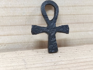 Forged Iron Amulet Cross: Handmade Jewelry