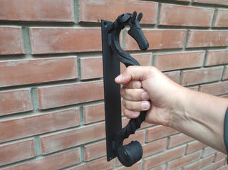 Reserve Horse door handle, metal handle, hand forged handle, barn door handle, door decor, wrought hardware, metal forged handle