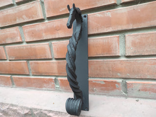 Hand Forged Horse Door Handle: Wrought Iron Barn Decor