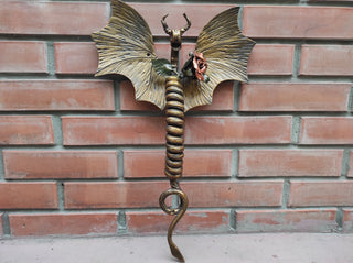 Dragon door handle, door handle, metal handle, hand forged handle, barn door handle, door decor, wrought hardware, metal forged handle