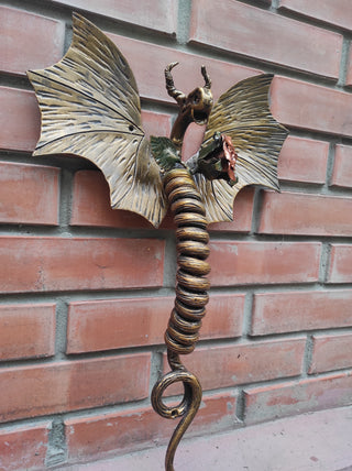 Dragon door handle, door handle, metal handle, hand forged handle, barn door handle, door decor, wrought hardware, metal forged handle