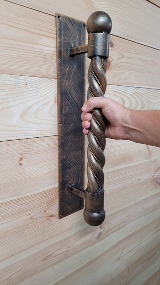 Hand Forged Steel Door Handle: Wrought Iron Barn Door Decor