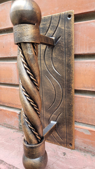 Hand Forged Iron Door Handle: Barn Door Decor, Wrought Hardware