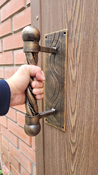 Hand Forged Iron Door Handle: Barn Door Decor, Wrought Hardware