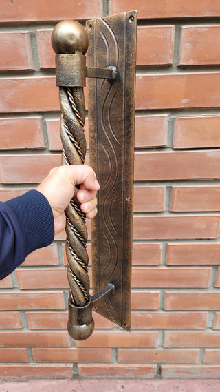 Hand Forged Iron Door Handle: Wrought Hardware, Barn Door Decor
