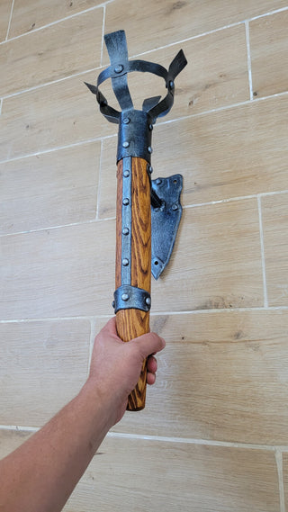 Hand Forged Wrought Iron Wall Sconce: Medieval Viking Torch Lantern