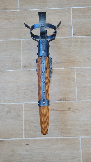 Hand Forged Wrought Iron Wall Sconce: Medieval Viking Torch Lantern