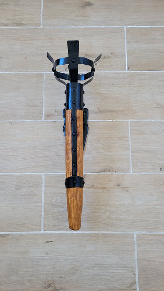 Hand Forged Wrought Iron Wall Sconce: Medieval Viking Torch Lantern