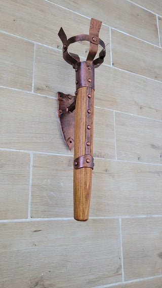 Hand Forged Wrought Iron Wall Sconce: Viking Medieval Torch