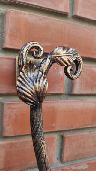Hand Forged Steel Barn Door Handle: Branch & Flower Design