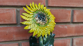 Hand Forged Steel Sunflower Barn Door Handle - 15.74"