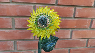 Hand Forged Steel Sunflower Barn Door Handle - 15.74"