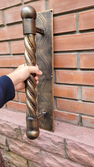 Hand Forged Steel Door Handle: Wrought Iron Barn Door Decor