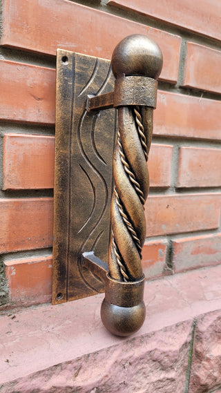 Hand Forged Iron Door Handle: Barn Door Decor, Wrought Hardware
