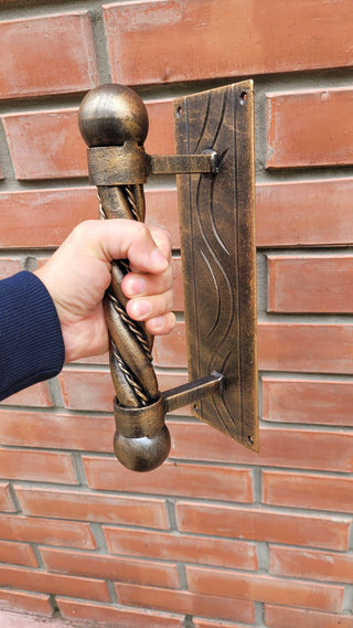 Front Door handle, Hand forged handle, Metal handle, Barn door handle, Door decor, Wrought hardware, Metal forged handle