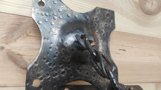 Hand Forged Metal Ceiling Lantern: Amber Glass, Wrought Iron Sconce