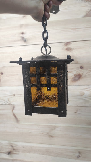 Metal ceiling light, Ceiling lantern, Wrought iron sconces, lantern centerpiece, Hand forged, Hanging lantern