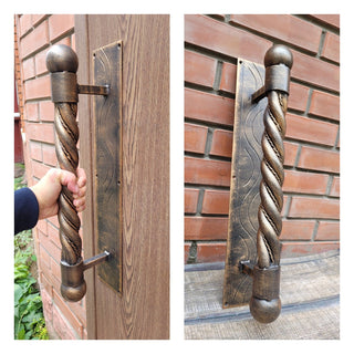 Hand Forged Steel Door Handle: Wrought Iron Barn Door Decor