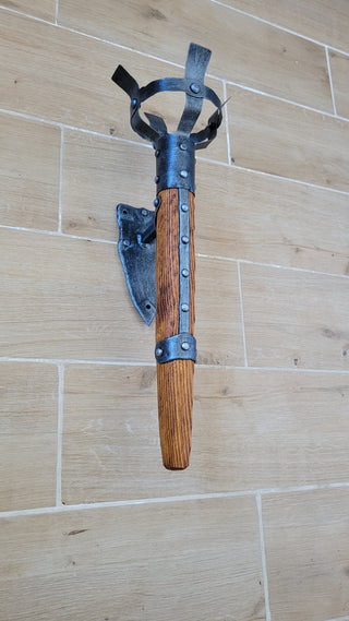 Hand Forged Wrought Iron Wall Sconce: Medieval Viking Torch Lantern