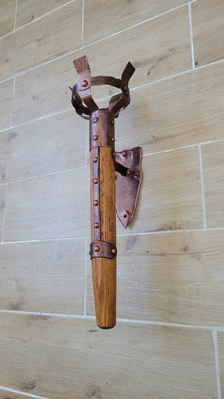 Hand Forged Wrought Iron Wall Sconce: Viking Medieval Torch