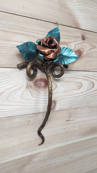 Hand Forged Rose Door Handle: Wrought Iron Barn Door Decor