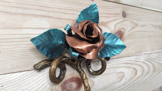 Hand Forged Rose Door Handle: Wrought Iron Barn Door Decor