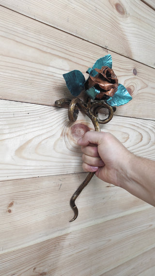 Hand Forged Rose Door Handle: Wrought Iron Barn Door Decor