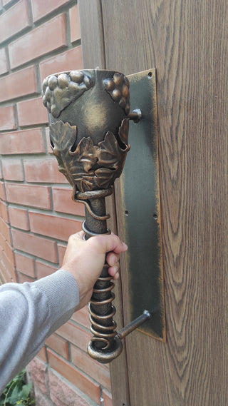 Hand Forged Door Handle: Wine Bowl Metal, Wrought Iron Decor