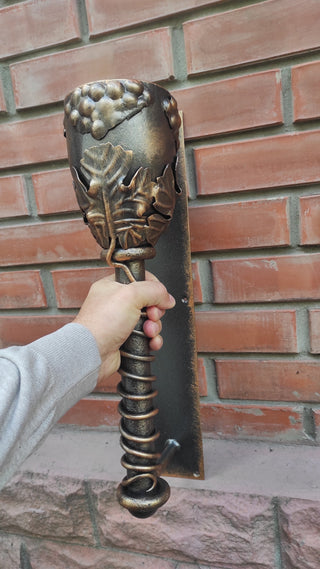 Hand Forged Door Handle: Wine Bowl Metal, Wrought Iron Decor