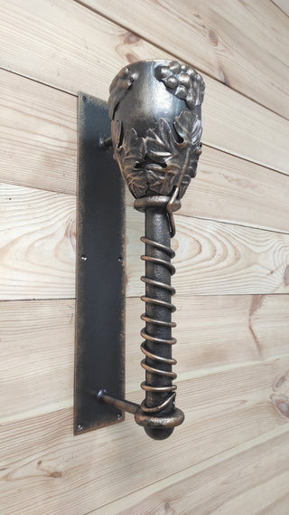 Hand Forged Door Handle: Wine Bowl Metal, Wrought Iron Decor