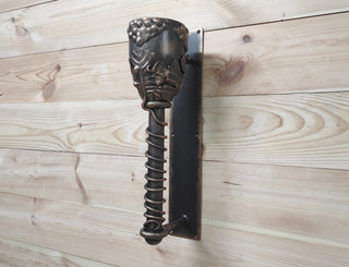 Hand Forged Door Handle: Wine Bowl Metal, Wrought Iron Decor