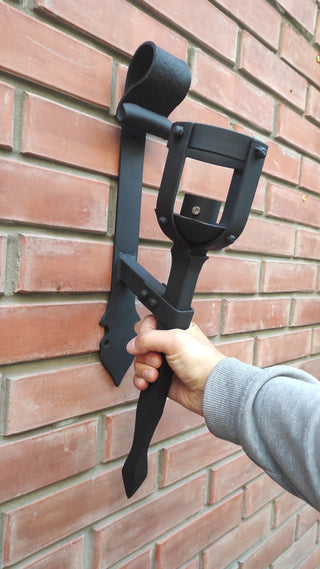 Hand Forged Wrought Iron Wall Sconce: Medieval Viking Torch Lantern