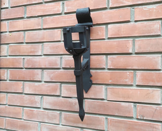 Hand Forged Wrought Iron Wall Sconce: Medieval Viking Torch Lantern