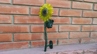 Hand Forged Steel Sunflower Barn Door Handle - 15.74"