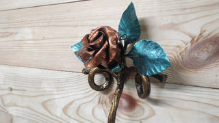 Hand Forged Rose Door Handle: Wrought Iron Barn Door Decor
