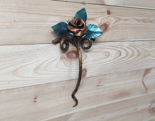 Hand Forged Rose Door Handle: Wrought Iron Barn Door Decor