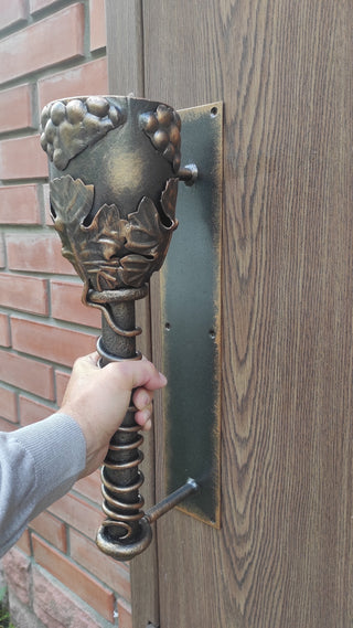 Hand Forged Door Handle: Wine Bowl Metal, Wrought Iron Decor